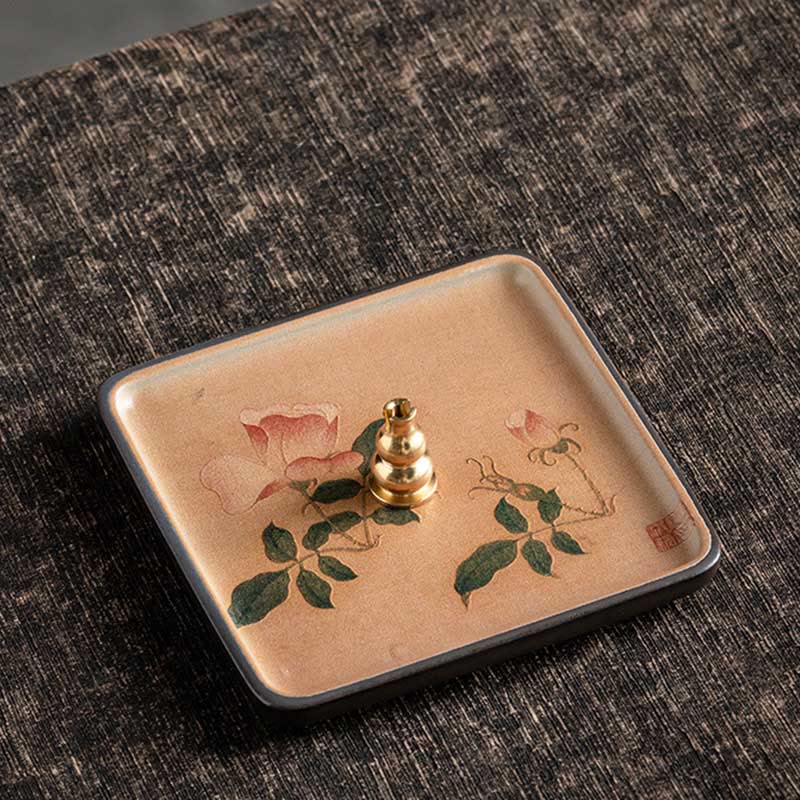 Buddha Stones, Góry, Jezioro, Kwiat, Liść, Uzdrawiająca, Ceramiczna Taca, Patyk, Kadzidło, Dekoracja