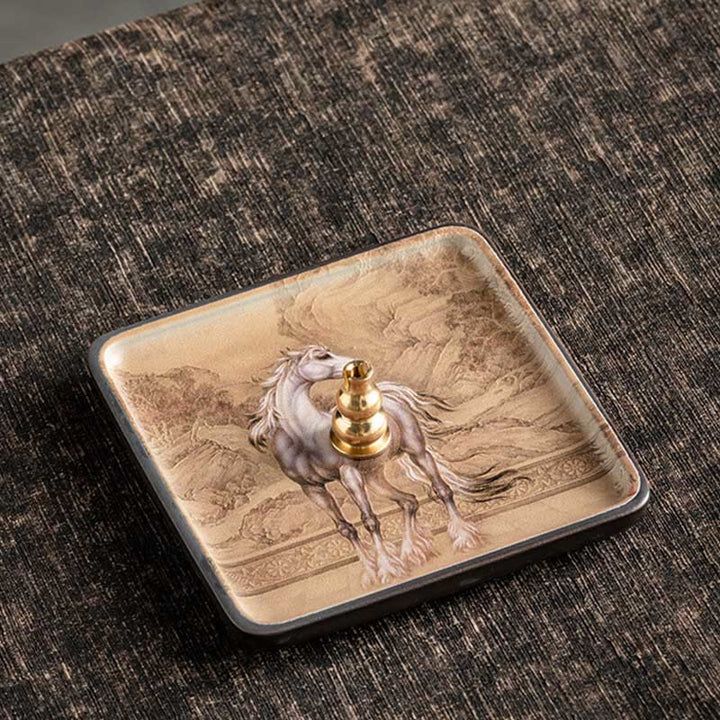 Buddha Stones, Góry, Jezioro, Kwiat, Liść, Uzdrawiająca, Ceramiczna Taca, Patyk, Kadzidło, Dekoracja