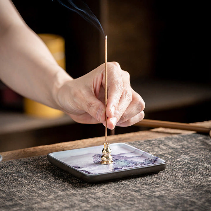 Buddha Stones, Góry, Jezioro, Kwiat, Liść, Uzdrawiająca, Ceramiczna Taca, Patyk, Kadzidło, Dekoracja