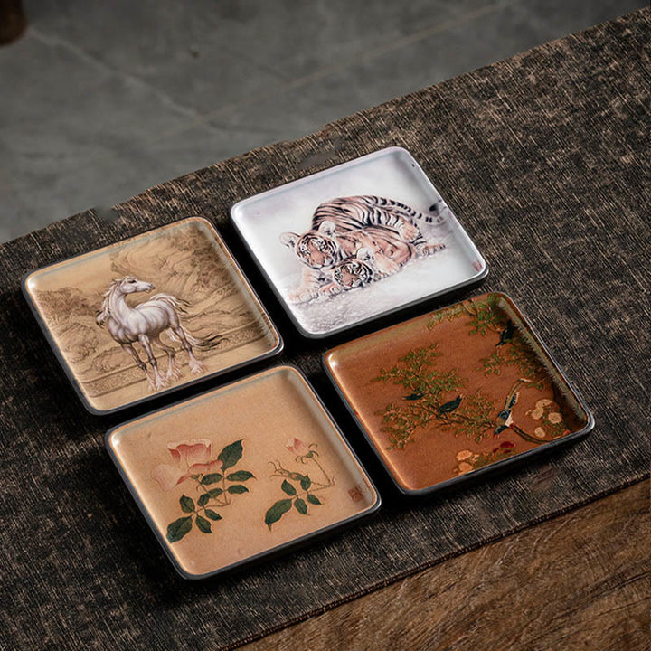 Buddha Stones, Góry, Jezioro, Kwiat, Liść, Uzdrawiająca, Ceramiczna Taca, Patyk, Kadzidło, Dekoracja