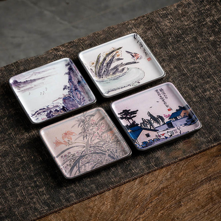 Buddha Stones, Góry, Jezioro, Kwiat, Liść, Uzdrawiająca, Ceramiczna Taca, Patyk, Kadzidło, Dekoracja