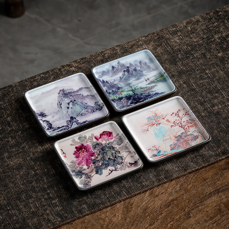 Buddha Stones, Góry, Jezioro, Kwiat, Liść, Uzdrawiająca, Ceramiczna Taca, Patyk, Kadzidło, Dekoracja