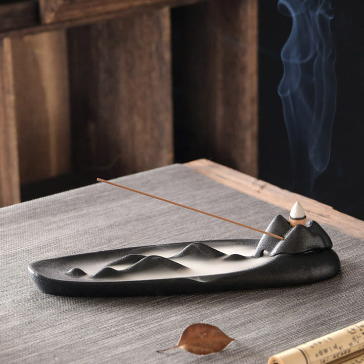 Buddha Stones Podwójna Góra Ryb Koi Uzdrawiająca Ceramiczna Kadzielnica Dekoracja Kadzidła