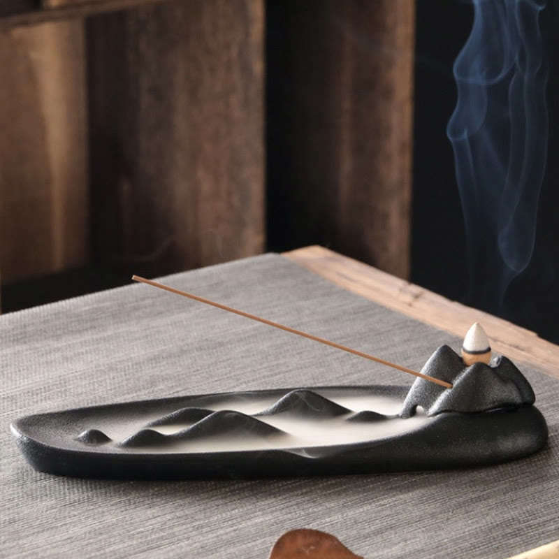 Buddha Stones Podwójna Góra Ryb Koi Uzdrawiająca Ceramiczna Kadzielnica Dekoracja Kadzidła