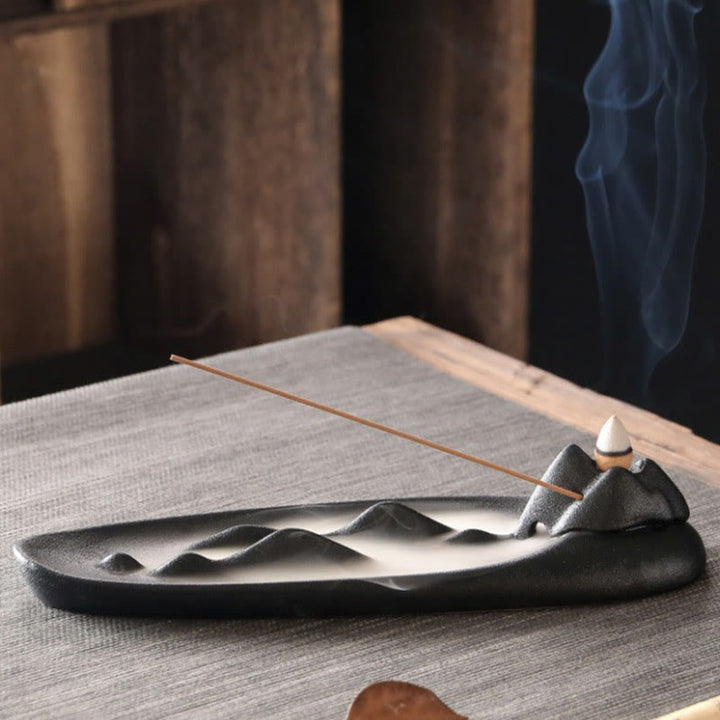 Buddha Stones Podwójna Góra Ryb Koi Uzdrawiająca Ceramiczna Kadzielnica Dekoracja Kadzidła