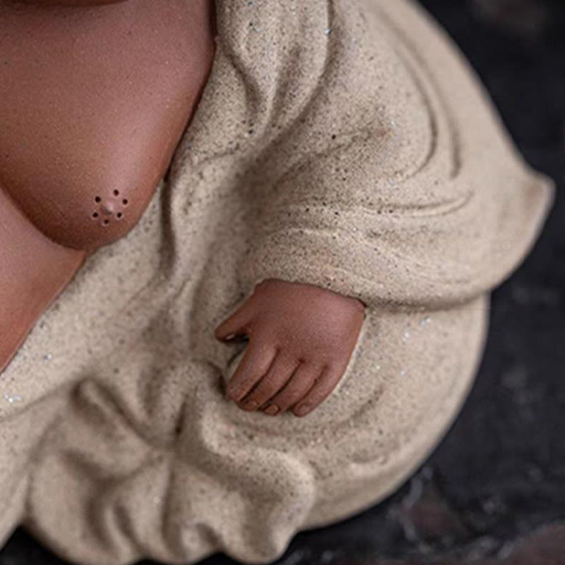 Buddha Stones Śmiejący się Budda Sztabki Przyciągają Bogactwo Fioletowa Glina Dekoracja Statuy Maitreya