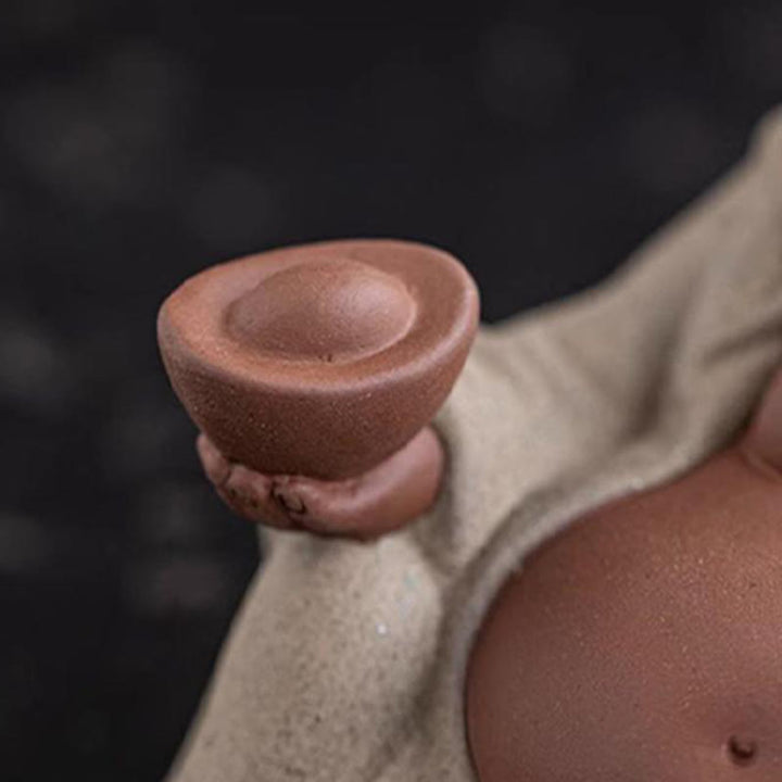 Buddha Stones Śmiejący się Budda Sztabki Przyciągają Bogactwo Fioletowa Glina Dekoracja Statuy Maitreya