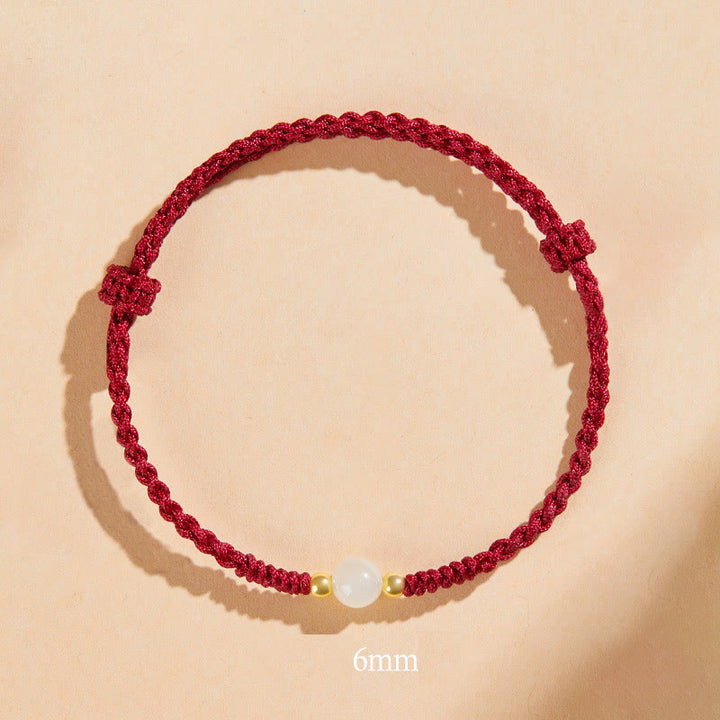 Buddha Stones, ręcznie robione, okrągłe, jadeitowe koraliki szczęścia, pleciona bransoletka dobrobytu