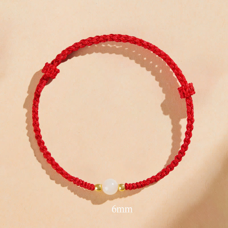 Buddha Stones, ręcznie robione, okrągłe, jadeitowe koraliki szczęścia, pleciona bransoletka dobrobytu