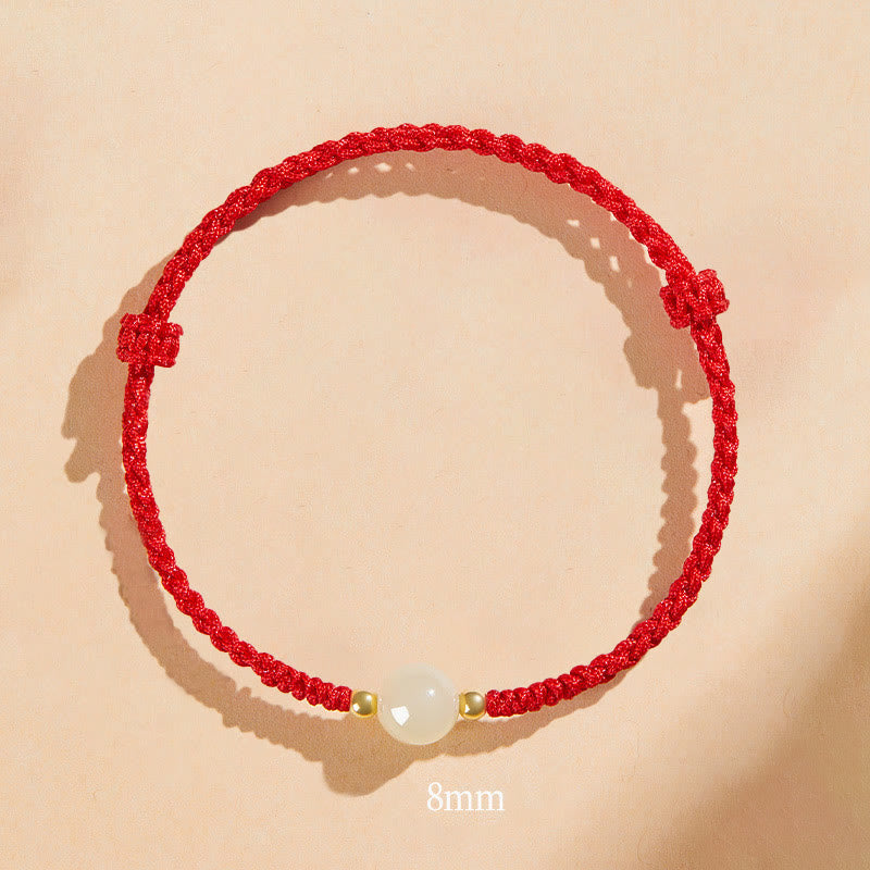 Buddha Stones, ręcznie robione, okrągłe, jadeitowe koraliki szczęścia, pleciona bransoletka dobrobytu