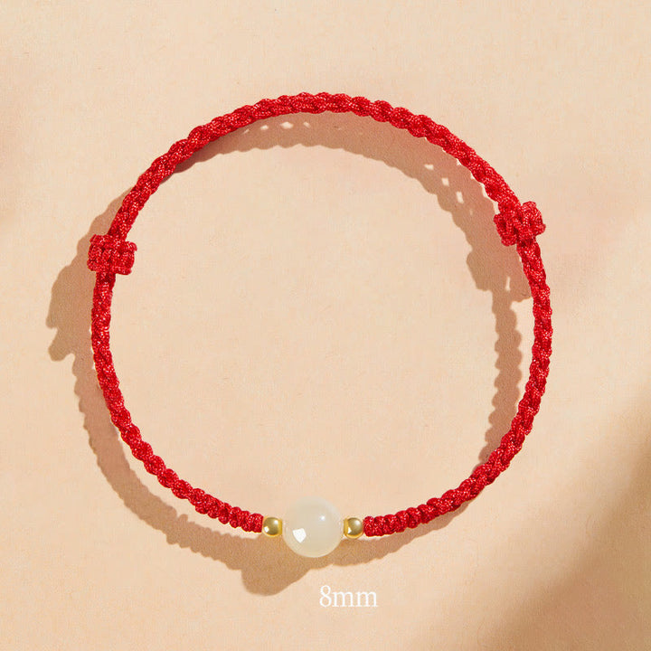 Buddha Stones, ręcznie robione, okrągłe, jadeitowe koraliki szczęścia, pleciona bransoletka dobrobytu