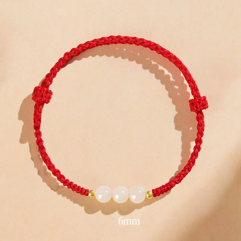 Buddha Stones, ręcznie robione, okrągłe, jadeitowe koraliki szczęścia, pleciona bransoletka dobrobytu