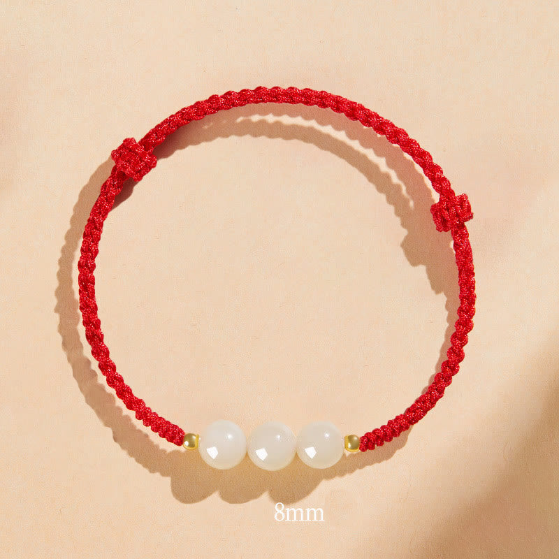 Buddha Stones, ręcznie robione, okrągłe, jadeitowe koraliki szczęścia, pleciona bransoletka dobrobytu