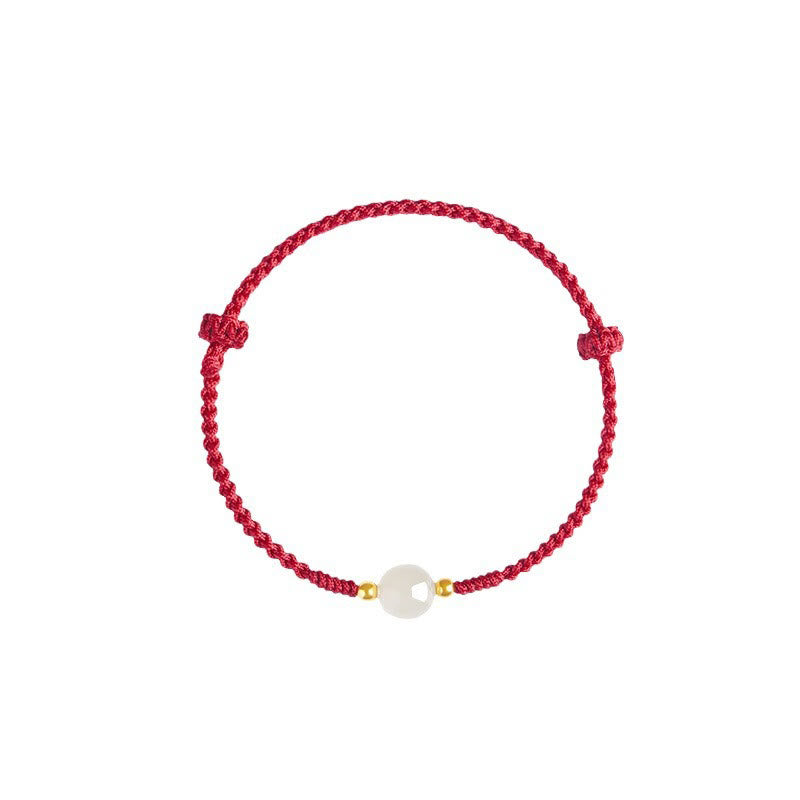 Buddha Stones, ręcznie robione, okrągłe, jadeitowe koraliki szczęścia, pleciona bransoletka dobrobytu