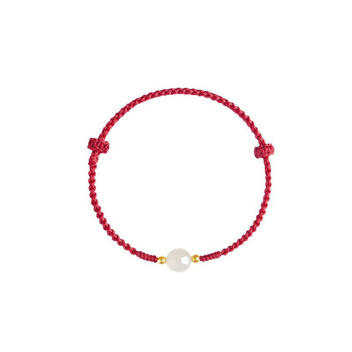 Buddha Stones, ręcznie robione, okrągłe, jadeitowe koraliki szczęścia, pleciona bransoletka dobrobytu