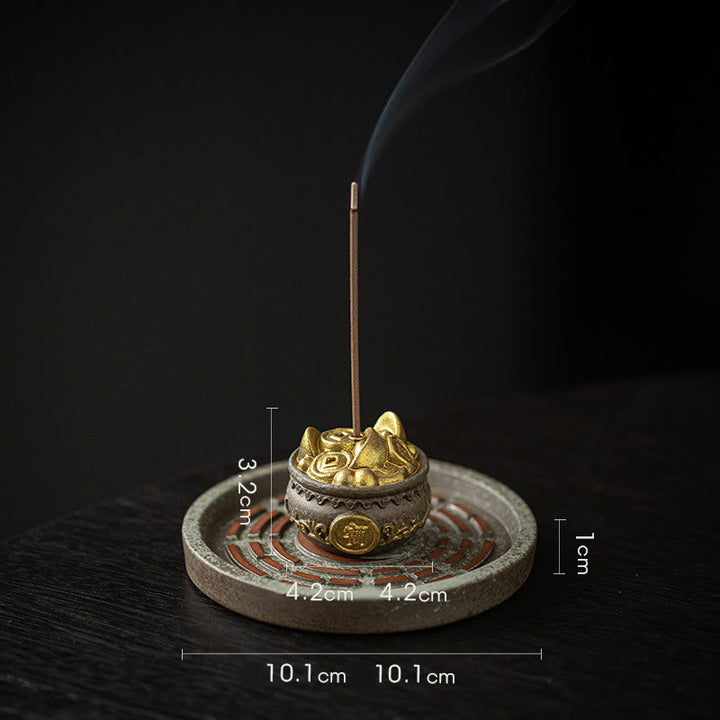 Buddha Stones Mała Miska Skarbów Szczęśliwa Torba Taca Bagua Uzdrawiająca Ceramiczna Kadzielnica Dekoracja