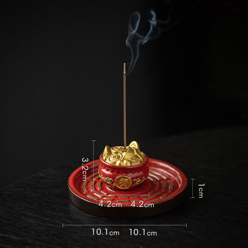 Buddha Stones Mała Miska Skarbów Szczęśliwa Torba Taca Bagua Uzdrawiająca Ceramiczna Kadzielnica Dekoracja