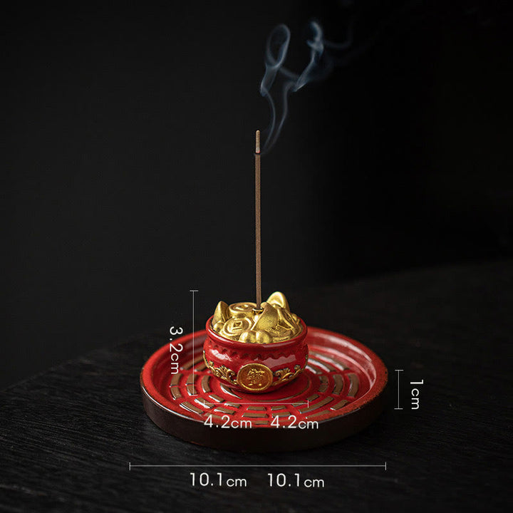 Buddha Stones Mała Miska Skarbów Szczęśliwa Torba Taca Bagua Uzdrawiająca Ceramiczna Kadzielnica Dekoracja