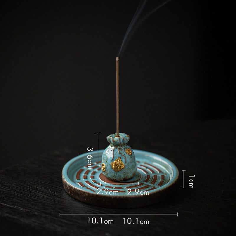 Buddha Stones Mała Miska Skarbów Szczęśliwa Torba Taca Bagua Uzdrawiająca Ceramiczna Kadzielnica Dekoracja