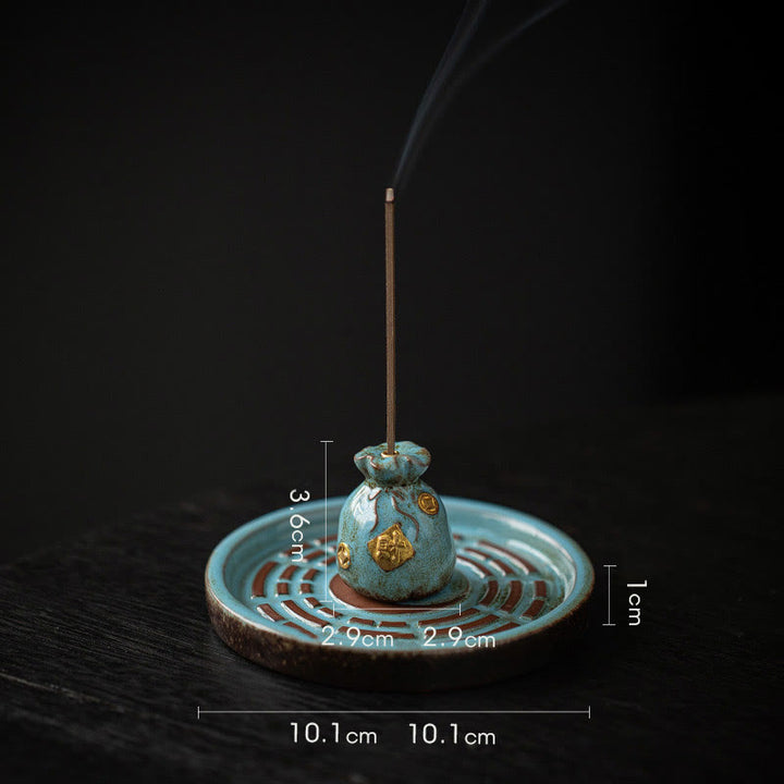 Buddha Stones Mała Miska Skarbów Szczęśliwa Torba Taca Bagua Uzdrawiająca Ceramiczna Kadzielnica Dekoracja