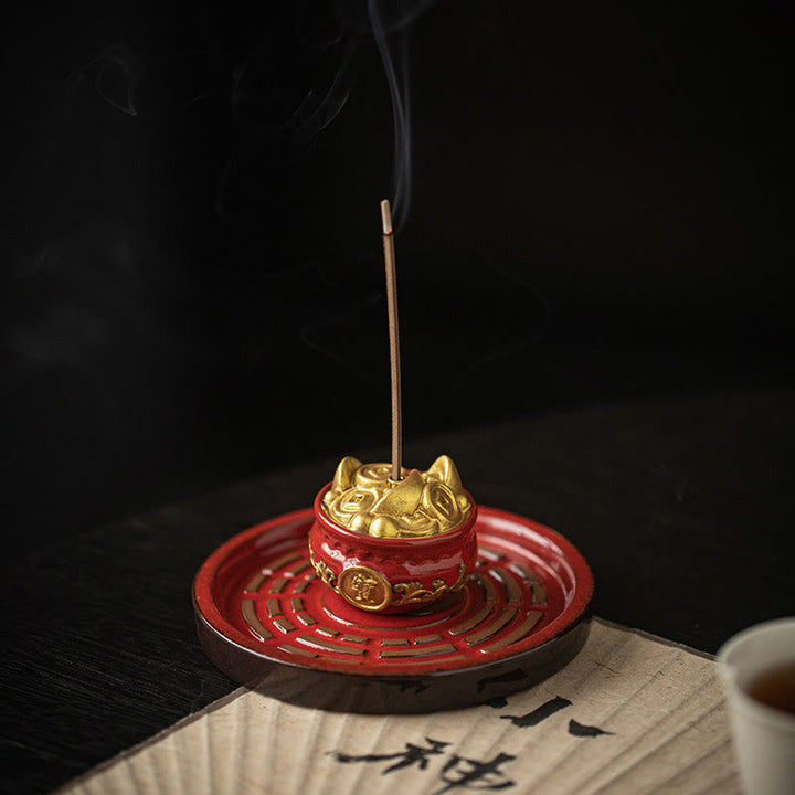 Buddha Stones Mała Miska Skarbów Szczęśliwa Torba Taca Bagua Uzdrawiająca Ceramiczna Kadzielnica Dekoracja