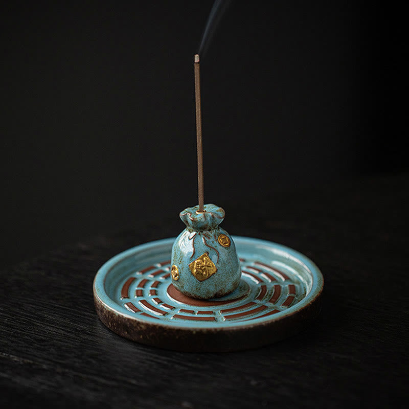 Buddha Stones Mała Miska Skarbów Szczęśliwa Torba Taca Bagua Uzdrawiająca Ceramiczna Kadzielnica Dekoracja