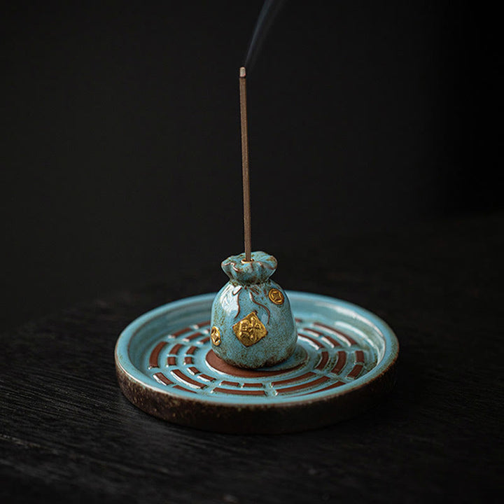Buddha Stones Mała Miska Skarbów Szczęśliwa Torba Taca Bagua Uzdrawiająca Ceramiczna Kadzielnica Dekoracja