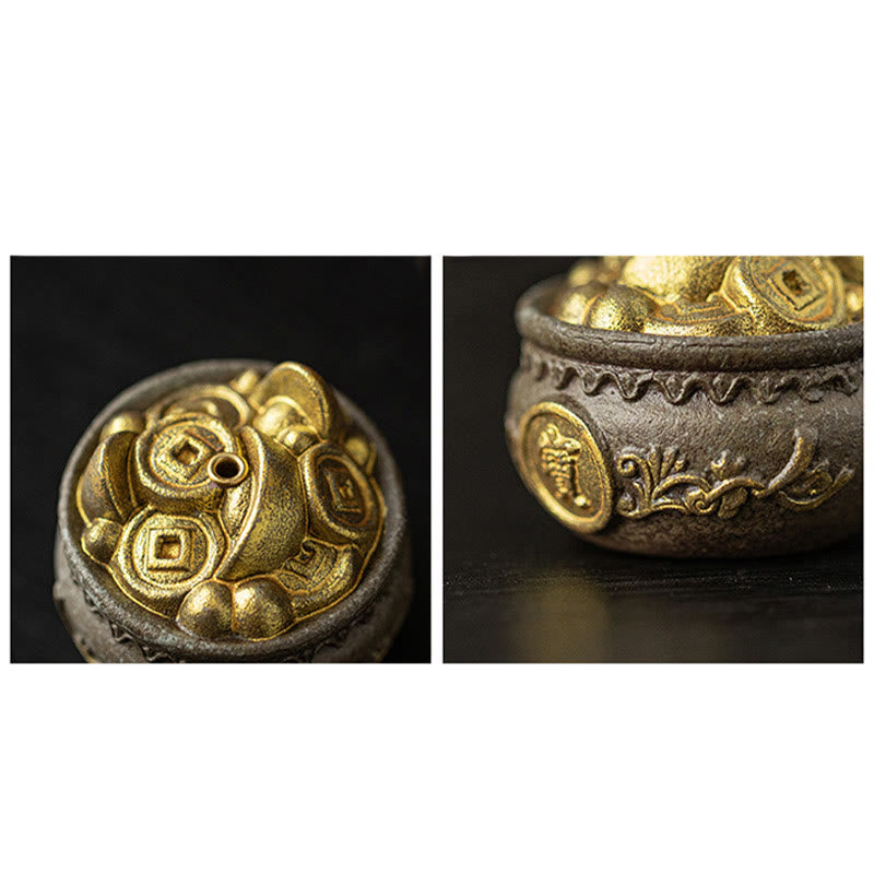 Buddha Stones Mała Miska Skarbów Szczęśliwa Torba Taca Bagua Uzdrawiająca Ceramiczna Kadzielnica Dekoracja