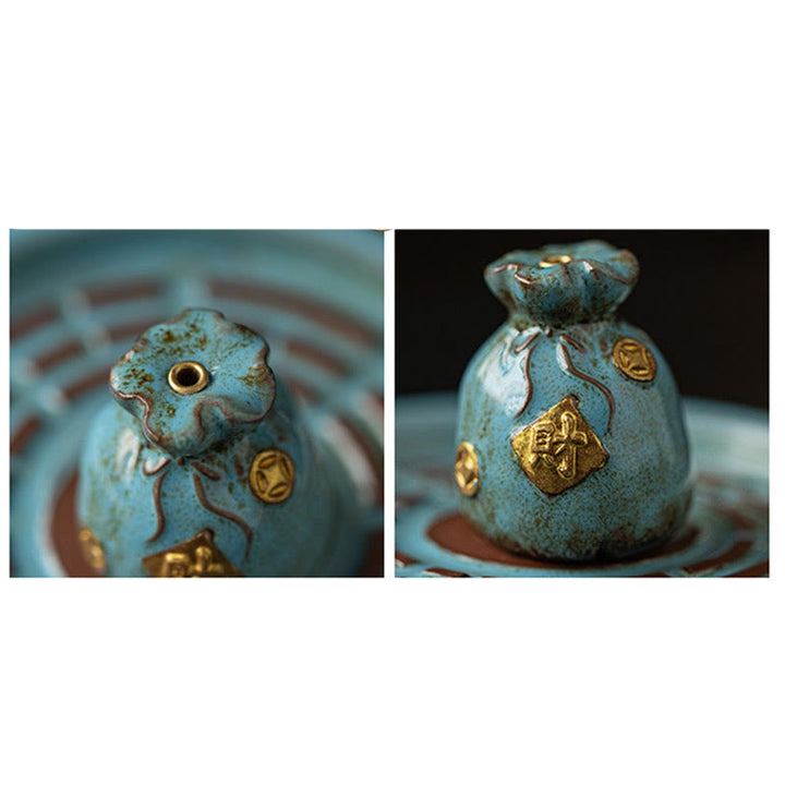 Buddha Stones Mała Miska Skarbów Szczęśliwa Torba Taca Bagua Uzdrawiająca Ceramiczna Kadzielnica Dekoracja