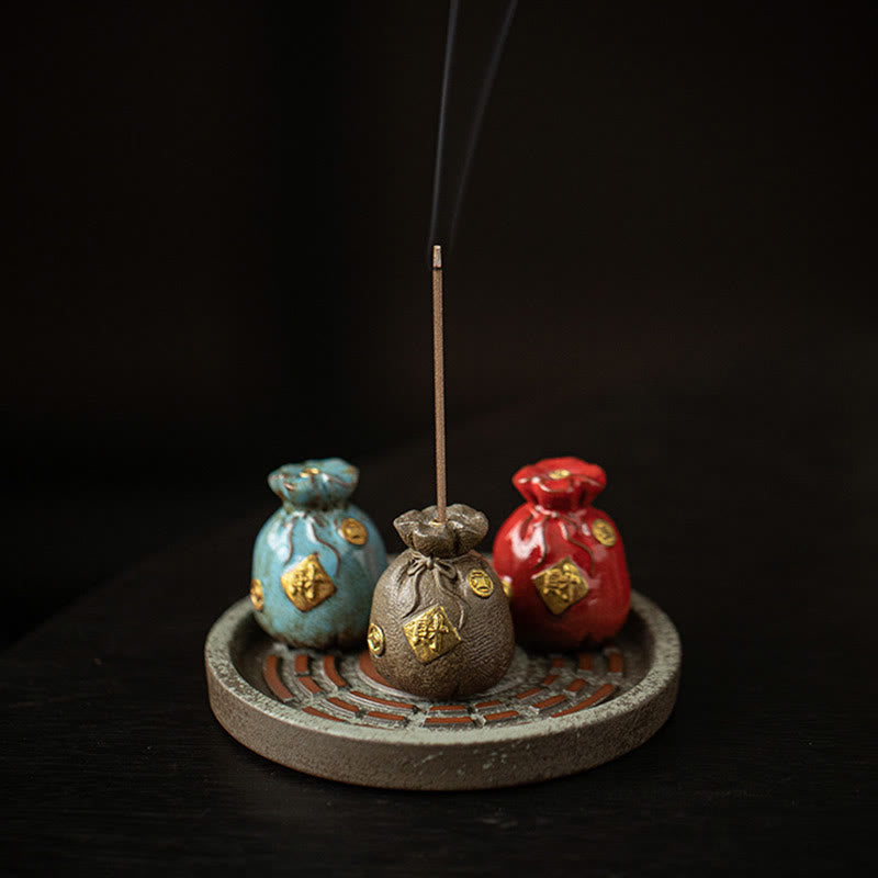 Buddha Stones Mała Miska Skarbów Szczęśliwa Torba Taca Bagua Uzdrawiająca Ceramiczna Kadzielnica Dekoracja