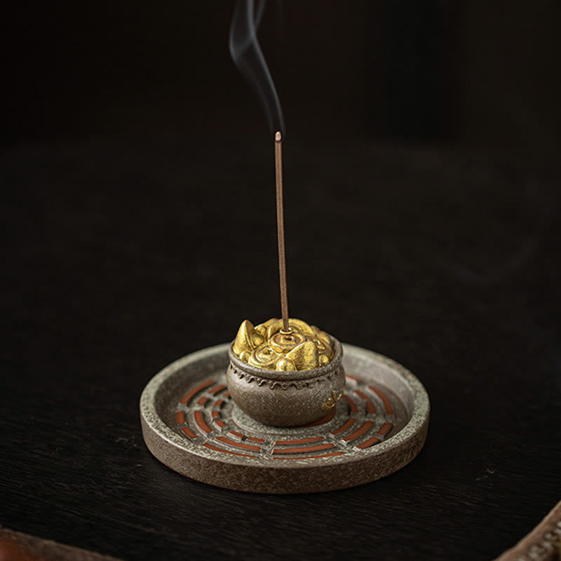 Buddha Stones Mała Miska Skarbów Szczęśliwa Torba Taca Bagua Uzdrawiająca Ceramiczna Kadzielnica Dekoracja