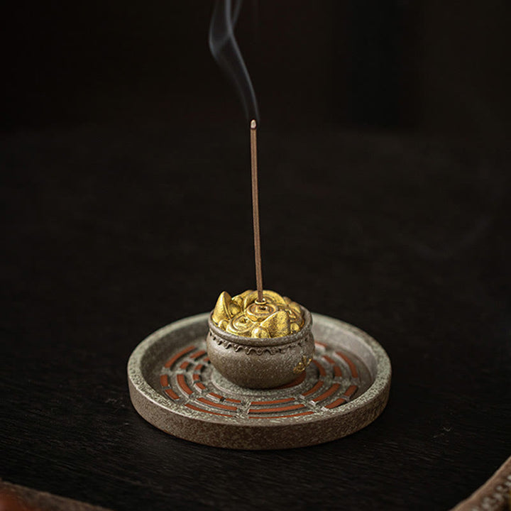 Buddha Stones Mała Miska Skarbów Szczęśliwa Torba Taca Bagua Uzdrawiająca Ceramiczna Kadzielnica Dekoracja