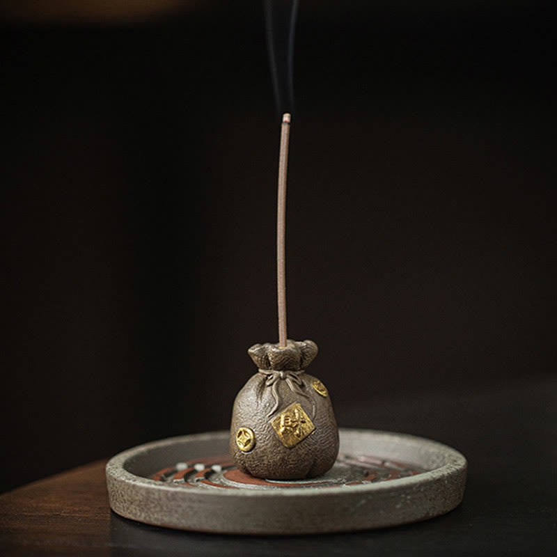 Buddha Stones Mała Miska Skarbów Szczęśliwa Torba Taca Bagua Uzdrawiająca Ceramiczna Kadzielnica Dekoracja