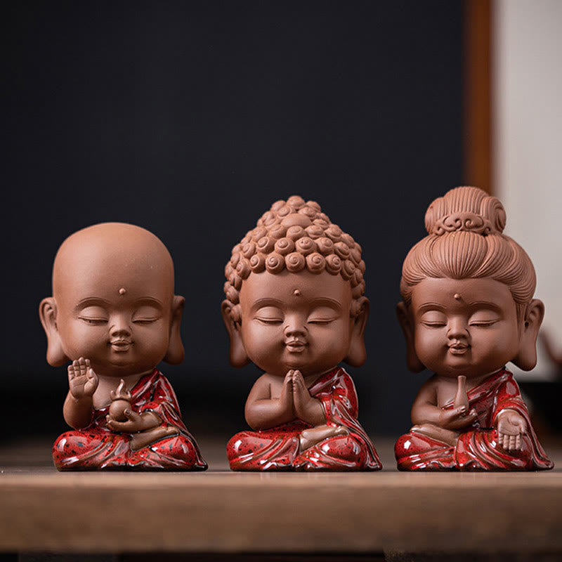 Buddha Stones Mini Gautama budda siakjamuni Kwan Yin Avalokitesvara Ksitigarbha spokój ceramiczna dekoracja biurka