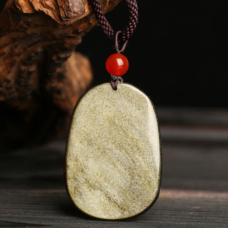 Buddha Stones Złoty połysk Obsydian Wzór Smoka Naszyjnik Sukces Wisiorek - image 5