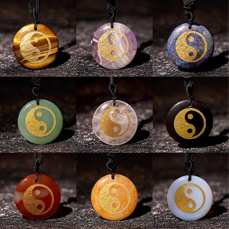 Buddha Stones Różne Kryształy Ametyst Tygrysie Oko Zielony Awenturyn Yin Yang Duchowy Naszyjnik Wisiorek
