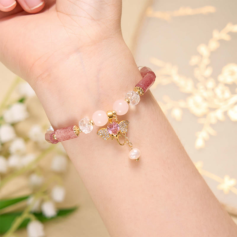 Bransoletka z Buddha Stones , ametystem, zielonym awenturynem, kwarcem truskawkowym i pozytywnym słoniem