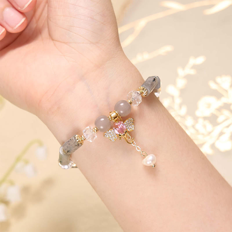 Bransoletka z Buddha Stones , ametystem, zielonym awenturynem, kwarcem truskawkowym i pozytywnym słoniem