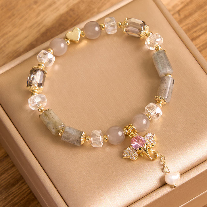 Bransoletka z Buddha Stones , ametystem, zielonym awenturynem, kwarcem truskawkowym i pozytywnym słoniem