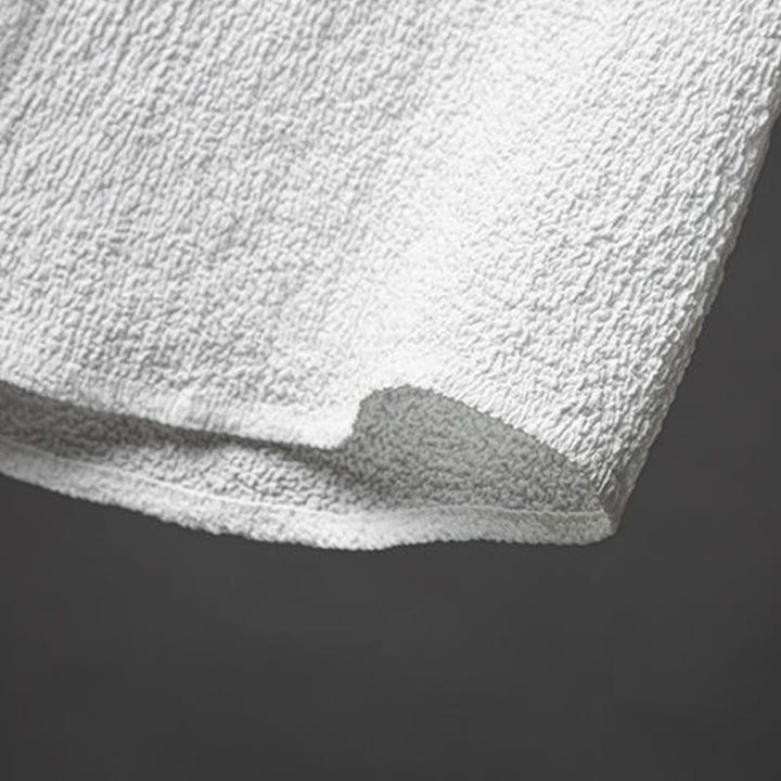 Buddha Stones 2 szt. Jednolity kolor Tekstura Guzik Półrękaw Koszula Spodnie Męski Zestaw - image 6