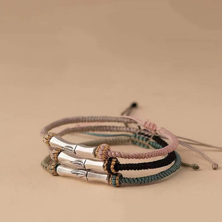 Bransoletka pleciona z Buddha Stones ze srebra próby 925 i bambusa