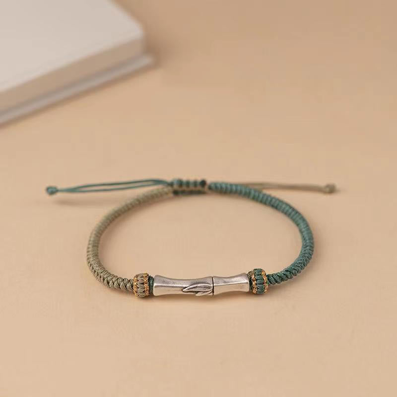 Bransoletka pleciona z Buddha Stones ze srebra próby 925 i bambusa