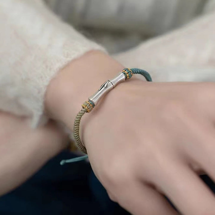 Bransoletka pleciona z Buddha Stones ze srebra próby 925 i bambusa