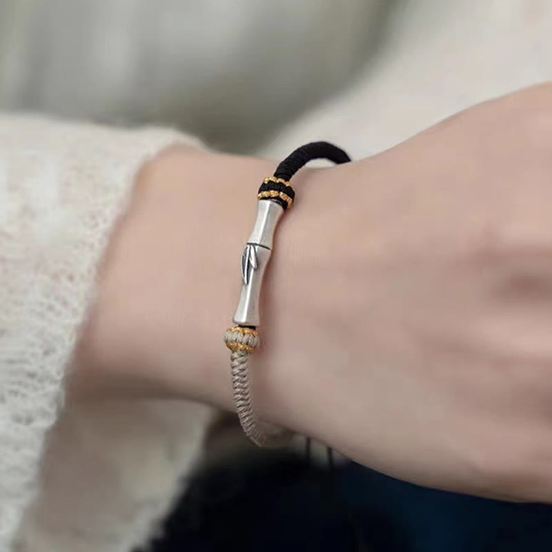 Bransoletka pleciona z Buddha Stones ze srebra próby 925 i bambusa