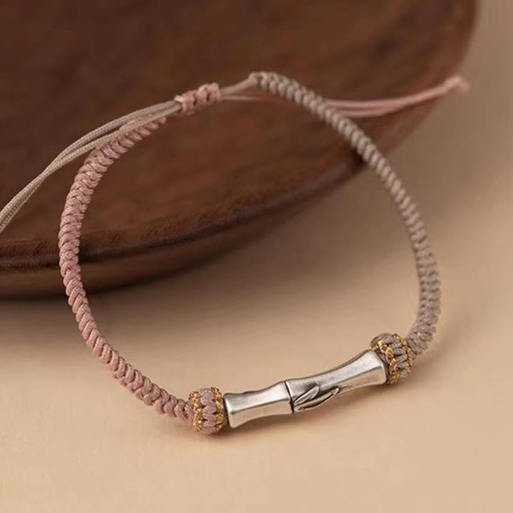 Bransoletka pleciona z Buddha Stones ze srebra próby 925 i bambusa