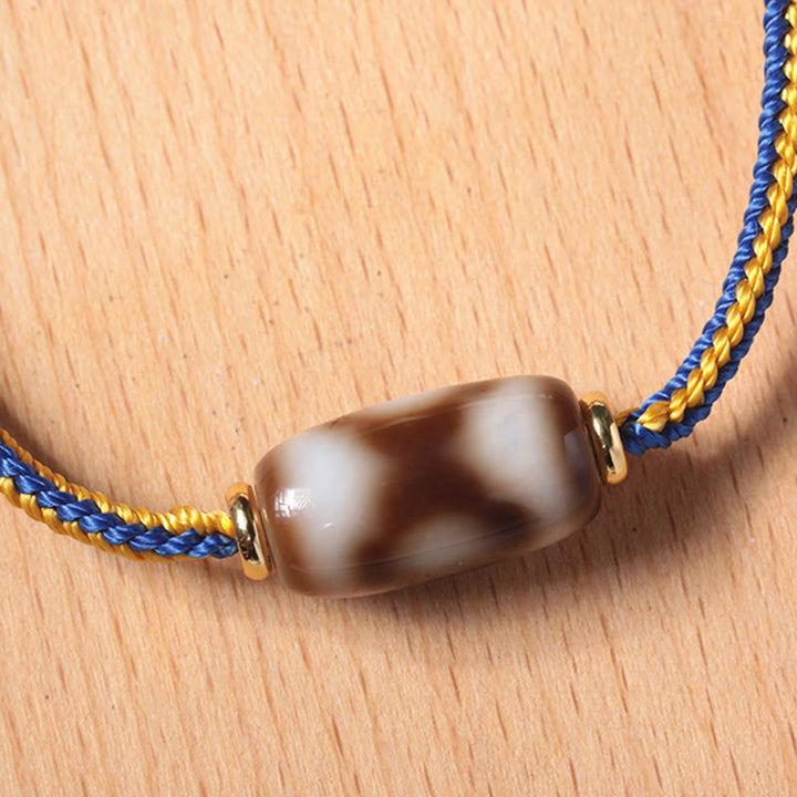 Buddha Stones Tybetańskie Trójoki Dzi Koralik Szczęście Bransoletka Szczęścia