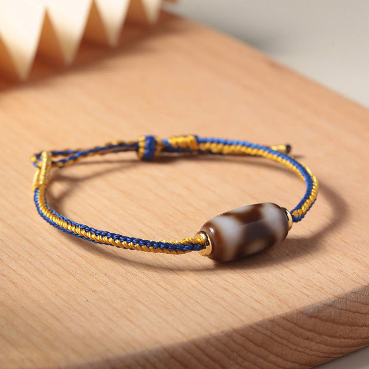 Buddha Stones Tybetańskie Trójoki Dzi Koralik Szczęście Bransoletka Szczęścia