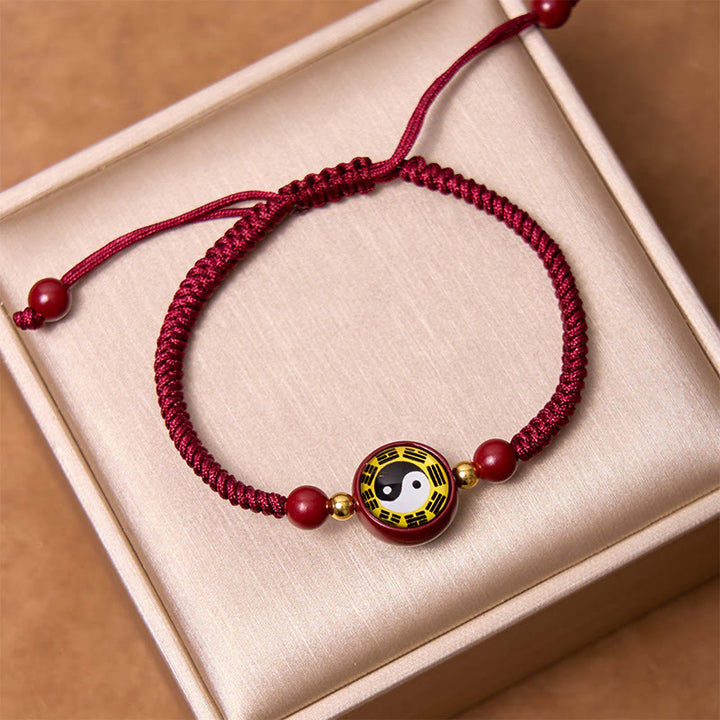 Buddha Stones Szczęśliwy Cynober Czerwony Sznurek Yin Yang Symbol Bagua Błogosławieństwo Bransoletka - image 6