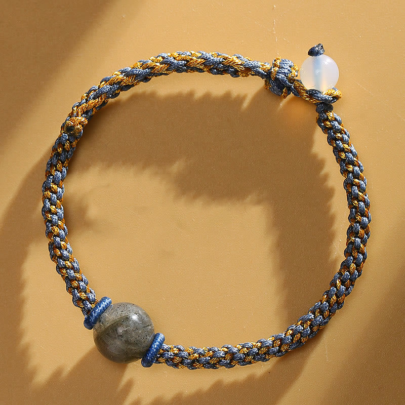 Buddha Stones Ręcznie robione Czerwony Agat Ametyst Złoty Kwarc Rutilowany Różowy Kryształ Koralik Spokojna Bransoletka Pleciona