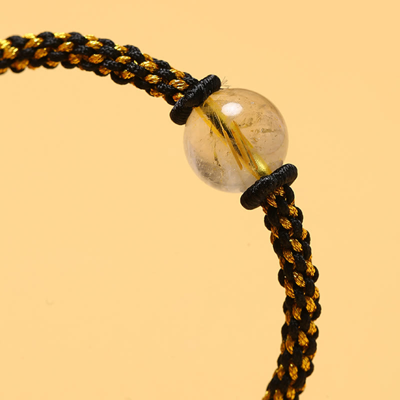 Buddha Stones Ręcznie robione Czerwony Agat Ametyst Złoty Kwarc Rutilowany Różowy Kryształ Koralik Spokojna Bransoletka Pleciona